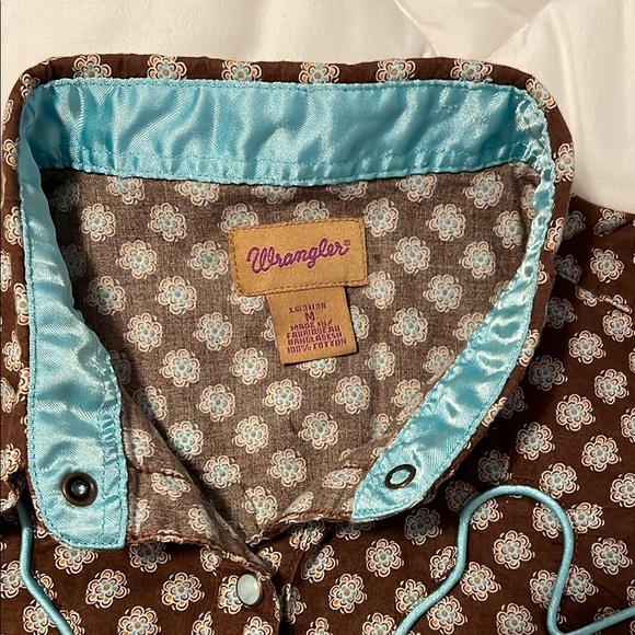 Wrangler Brown and Aqua Western Shirt - Picture 5 of 9
